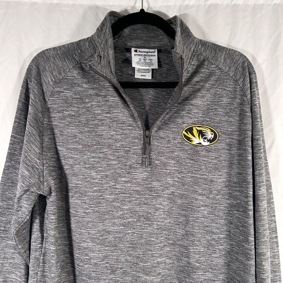 Missouri Tigers Champion Sweater Men's Small Grey 1/4 Zip Long Sleeve - Picture 2 of 11
